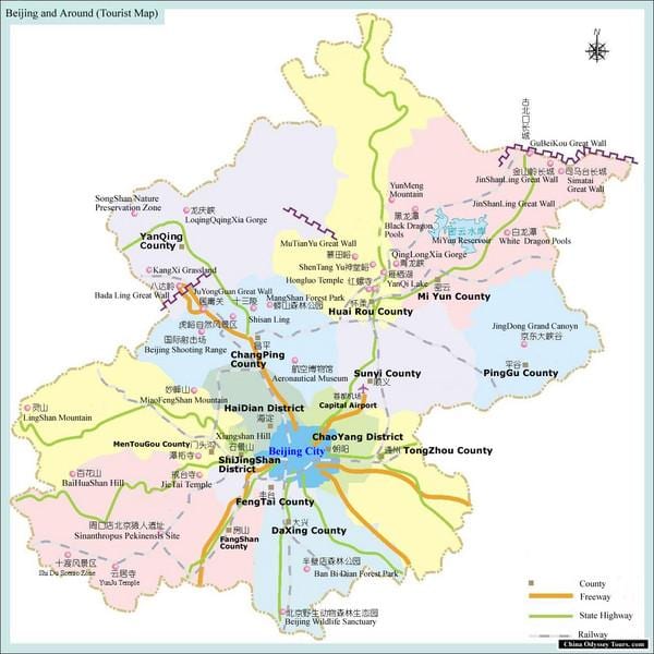 ನಕ್ಷೆ ಬೀಜಿಂಗ್ ಪ್ರದೇಶದಲ್ಲಿ